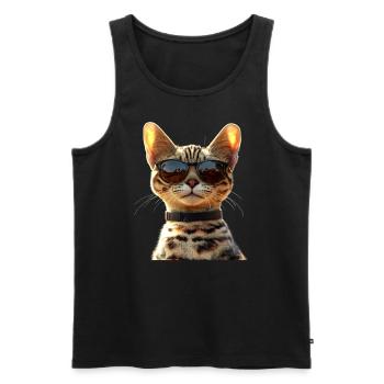 Savannah Cat Cat Mom Cute Serval Leopard Cats - Men's Premium Organic Tank Top - black - Front - AI Model Male 178 light (178cm)