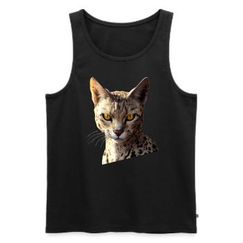 Savannah Cat Cat Mom Cute Serval Leopard Cats - Men's Premium Organic Tank Top - black - Front - AI Model Male 178 light (178cm)