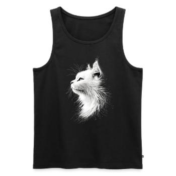Chat Angora Blanc Chat Angora Chats Angora Mignons - Débardeur bio Premium Homme - noir - Devant - AI Model Male 178 light (178cm)
