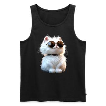 Chat Angora Blanc Chat Angora Chats Angora Mignons - Débardeur bio Premium Homme - noir - Devant - AI Model Male 178 light (178cm)