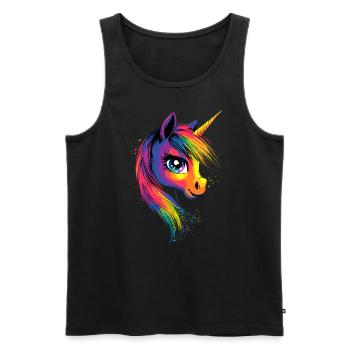 Einhorn Bunt Regenbogen Pferde Reiten Einhörner - Männer Premium Bio Tank Top - Schwarz - Vorne - AI Model Male 178 light (178cm)