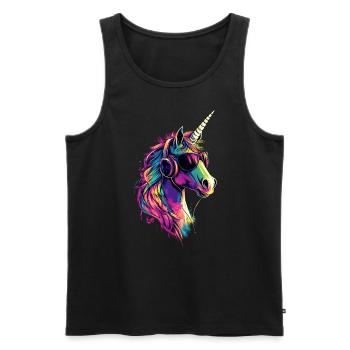 Einhorn Bunt Regenbogen Pferde Reiten Einhörner - Männer Premium Bio Tank Top - Schwarz - Vorne - AI Model Male 178 light (178cm)