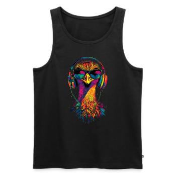 Strauss Bird Headphones Popart Emu Music DJ Strauss - Men's Premium Organic Tank Top - black - Front - Michal (187cm)