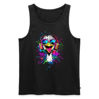 Strauss Bird Headphones Popart Emu Music DJ Strauss - Men's Premium Organic Tank Top - black - Front - Michal (187cm)