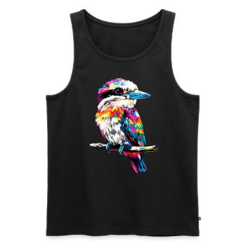 Kookaburra Hunter lit Hans Sweet Bird en riant - Débardeur bio Premium Homme - noir - Devant - AI Model Male 178 light (178cm)