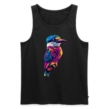 Kookaburra Hunter lit Hans Sweet Bird en riant - Débardeur bio Premium Homme - noir - Devant - AI Model Male 178 light (178cm)