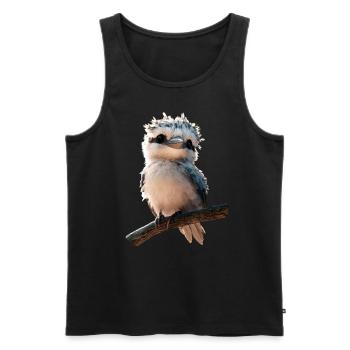 Kookaburra Hunter lit Hans Sweet Bird en riant - Débardeur bio Premium Homme - noir - Devant - AI Model Male 178 light (178cm)