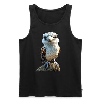 Kookaburra Hunter lit Hans Sweet Bird en riant - Débardeur bio Premium Homme - noir - Devant - AI Model Male 178 light (178cm)