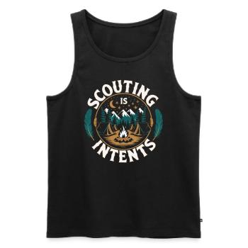 Scout Leader Scouting Campfire Camping Tent - Men's Premium Organic Tank Top - black - Front - AI Model Male 178 light (178cm)