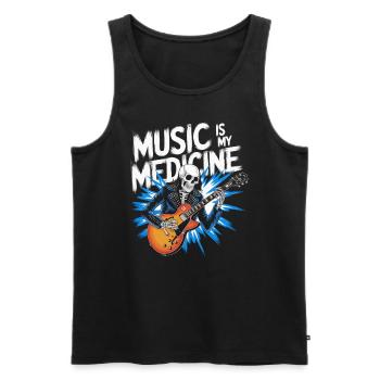 Squelette Guitariste Joueur Bones Guitariste Musicien - Débardeur bio Premium Homme - noir - Devant - Michal (187cm)