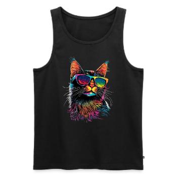 Savannah Cat Cat Mom Cute Serval Leopard Cats - Men's Premium Organic Tank Top - black - Front - AI Model Male 178 light (178cm)
