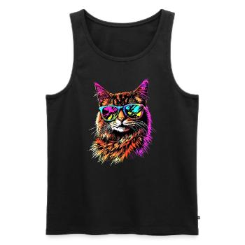 Savannah Cat Cat Mom Cute Serval Leopard Cats - Men's Premium Organic Tank Top - black - Front - AI Model Male 178 light (178cm)