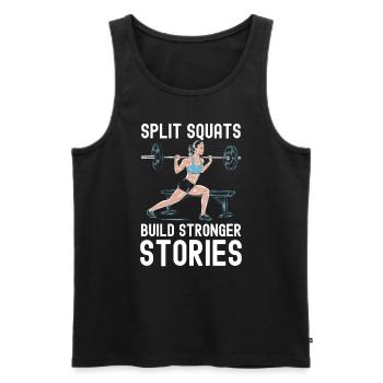 Bulgarian Squat Exercise Fitness Workout Gym - Men's Premium Organic Tank Top - black - Front - Michal (187cm)