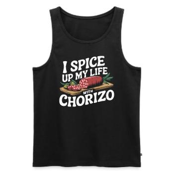 Chorizo Mexican Food Mexico Cuisine Foodie Sausage - Men's Premium Organic Tank Top - black - Front - Michal (187cm)