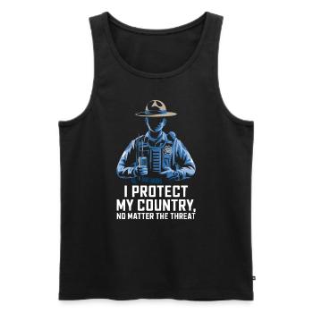 Emplois d’agent des douanes et de la protection des frontières dans les aéroports - Débardeur bio Premium Homme - noir - Devant - Michal (187cm)