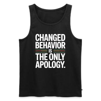 Changed Behavior Is The Only Apology Mindfulness - Men's Premium Organic Tank Top - black - Front - AI Model Male 178 light (178cm)