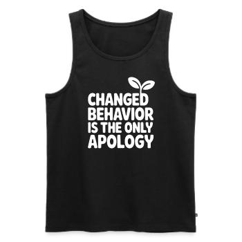 Changed Behavior Is The Only Apology Mindfulness - Men's Premium Organic Tank Top - black - Front - AI Model Male 178 light (178cm)