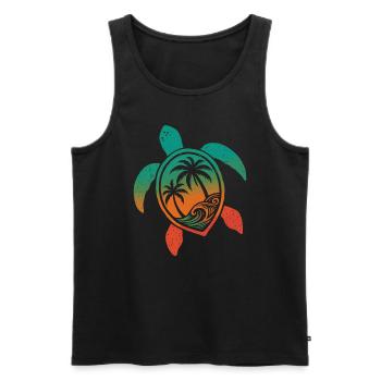 Schildkröten Motiv Wellen Festival Turtle Surfer - Männer Premium Bio Tank Top - Schwarz - Vorne - Michal (187cm)