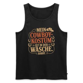 Cowboy Kostüm Ist In Der Wäsche Fasching Karneval - Männer Premium Bio Tank Top - Schwarz - Vorne - Michal (187cm)