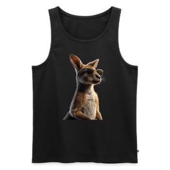 Wallaby Australie Outback Kangourou doux sauvage - Débardeur bio Premium Homme - noir - Devant - AI Model Male 178 light (178cm)