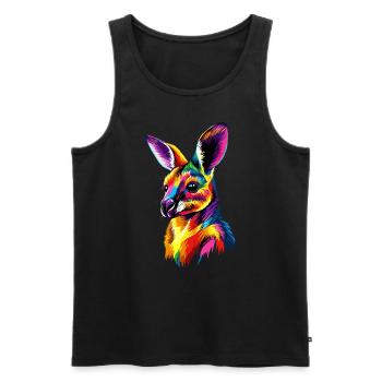 Wallaby Australie Outback Kangourou doux sauvage - Débardeur bio Premium Homme - noir - Devant - AI Model Male 178 light (178cm)