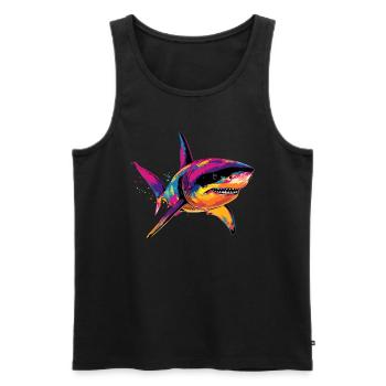 requin requin tigre requin plongeur requins mignons grand requin blanc - Débardeur bio Premium Homme - noir - Devant - AI Model Male 178 light (178cm)