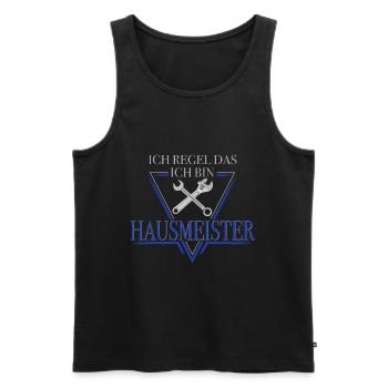 lustiger Spruch mit Hausmeister Facility Manager - Männer Premium Bio Tank Top - Schwarz - Vorne - AI Model Male 178 light (178cm)