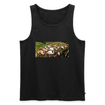 Les flamants roses - Débardeur bio Premium Homme - noir - Devant - Michal (187cm)