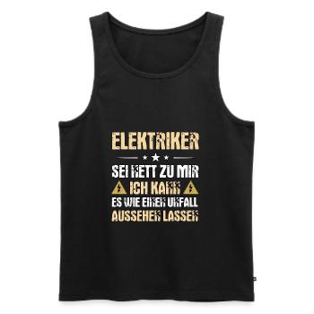 Elektriker Unfall Lustiger Spruch Elektrotechnik - Männer Premium Bio Tank Top - Schwarz - Vorne - Michal (187cm)