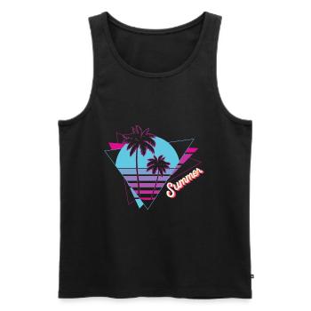 Summer - Sommer Sonne Palmen - Männer Premium Bio Tank Top - Schwarz - Vorne - AI Model Male 178 light (178cm)