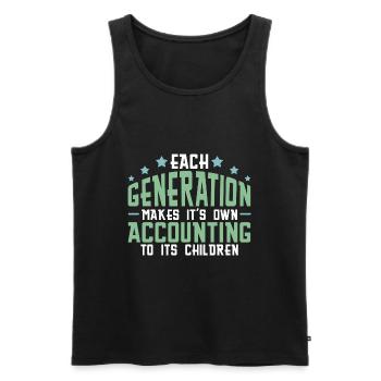 Jede Generation macht ihre eigene Buchhaltung - Männer Premium Bio Tank Top - Schwarz - Vorne - AI Model Male 178 light (178cm)