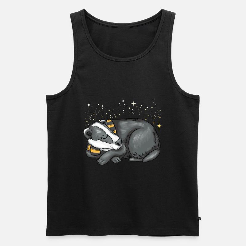 Schlafender Dachs - Männer Premium Bio Tank Top - Schwarz