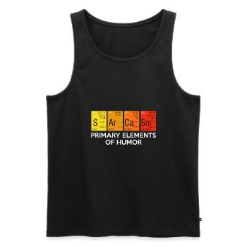 SARCASM - ÉLÉMENTS PRIMAIRES DE L'HUMOUR - Débardeur bio Premium Homme - noir - Devant - AI Model Male 178 light (178cm)