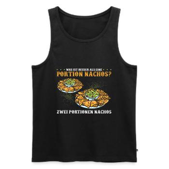 Was ist besser als eine Portion Nachos? Zwei Porti - Männer Premium Bio Tank Top - Schwarz - Vorne - AI Model Male 178 light (178cm)