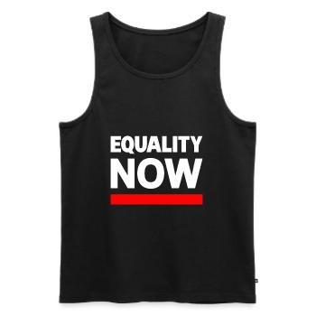 Slogan de la déclaration EQUALITY NOW - Débardeur bio Premium Homme - noir - Devant - AI Model Male 178 light (178cm)