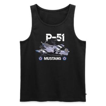 P 51 Kampfflugzeug Grafik - Männer Premium Bio Tank Top - Schwarz - Vorne - AI Model Male 178 light (178cm)