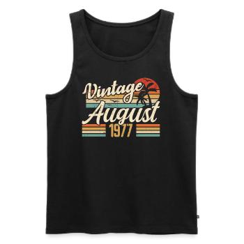 August 1977 Jubiläum 1977 - August Legends Geschenk - Männer Premium Bio Tank Top - Schwarz - Vorne - Michal (187cm)