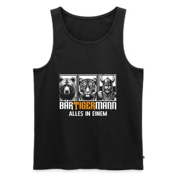 Bärtigermann Bär Tiger Mann Geschenk Bart - Männer Premium Bio Tank Top - Schwarz - Vorne - Michal (187cm)