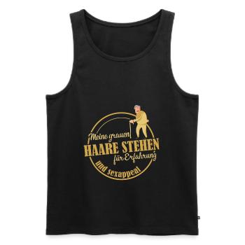 Opa graue Haare Sexappeal - Männer Premium Bio Tank Top - Schwarz - Vorne - Michal (187cm)