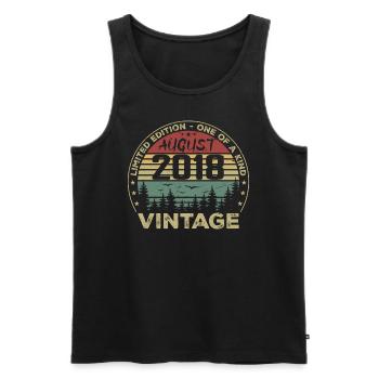 Jahrgang 2018 Millésime Août 2018 August 2018 Août - Männer Premium Bio Tank Top - Schwarz - Vorne - Michal (187cm)