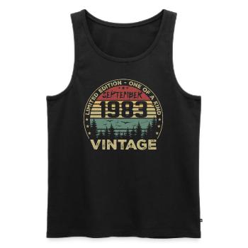 September 1983 Vintage Geburtstagsgeschenk 1983 - Männer Premium Bio Tank Top - Schwarz - Vorne - Michal (187cm)