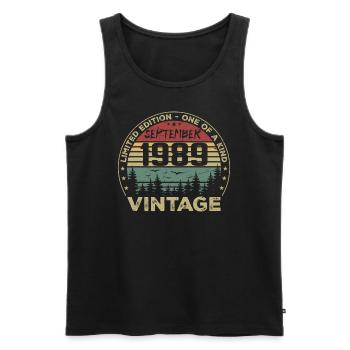 September 1989 Vintage Birthday Gift 1989 - Men's Premium Organic Tank Top - black - Front - Michal (187cm)