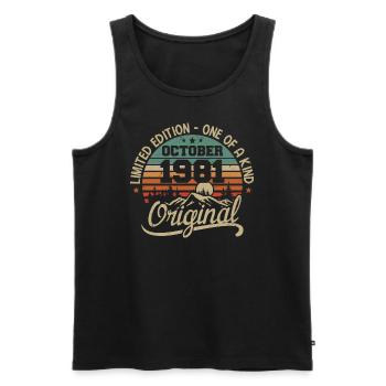 October 1981 - Legends were born in October 1981 - Men's Premium Organic Tank Top - black - Front - AI Model Male 178 light (178cm)