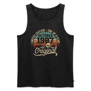 October 1987 - Legends Were Born In October 1987 - Men's Premium Organic Tank Top - black - Front - AI Model Male 178 light (178cm)