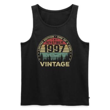 November 1997 Vintage Geschenk - Geboren im November 1997 - Männer Premium Bio Tank Top - Schwarz - Vorne - Michal (187cm)
