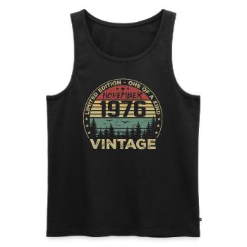 November 1976 Vintage Geschenk - Geboren im November 1976 - Männer Premium Bio Tank Top - Schwarz - Vorne - AI Model Male 178 light (178cm)