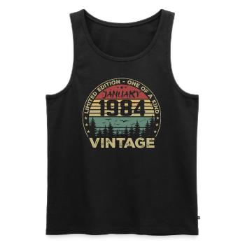 Vintage Janvier 1984 Anniversaire Janvier 1984 - Débardeur bio Premium Homme - noir - Devant - Michal (187cm)