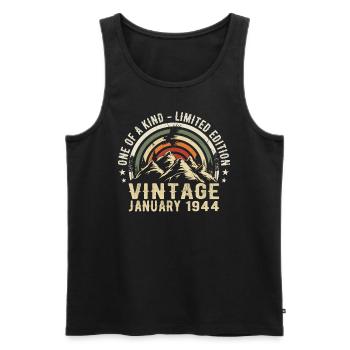 Januar 1944 Geburtstagsgeschenk - Original 81 Jahre - Männer Premium Bio Tank Top - Schwarz - Vorne - Michal (187cm)