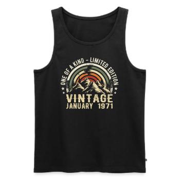 January 1971 Birthday Gift - Original 54 Years - Men's Premium Organic Tank Top - black - Front - Michal (187cm)