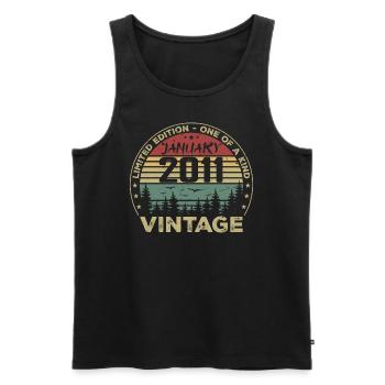 Vintage January 2011 Birthday January 2011 - Men's Premium Organic Tank Top - black - Front - Michal (187cm)